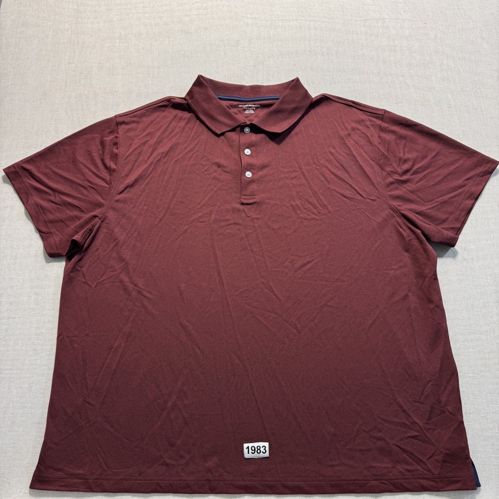 Amazon Essentials Polo Shirt Mens 2XL Burgundy New‎ without Tags